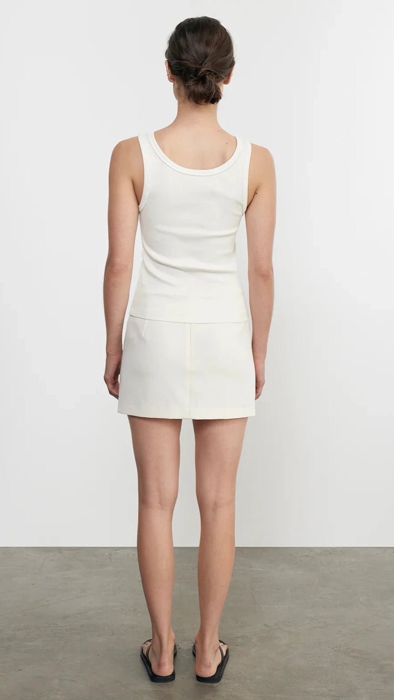 Enza Costa Supima Knit Easy High Tank in White