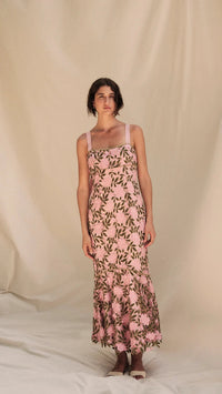 Saylor Sabella Rose Embroidery Midi Dress in Multi