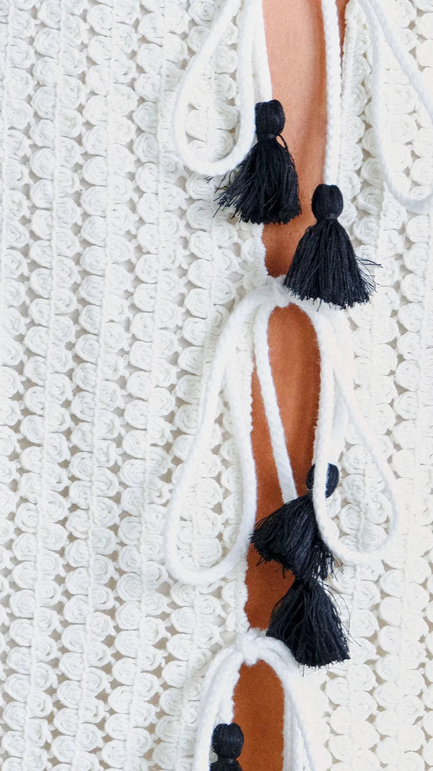 Saylor Samia Crochet Set in White/Black