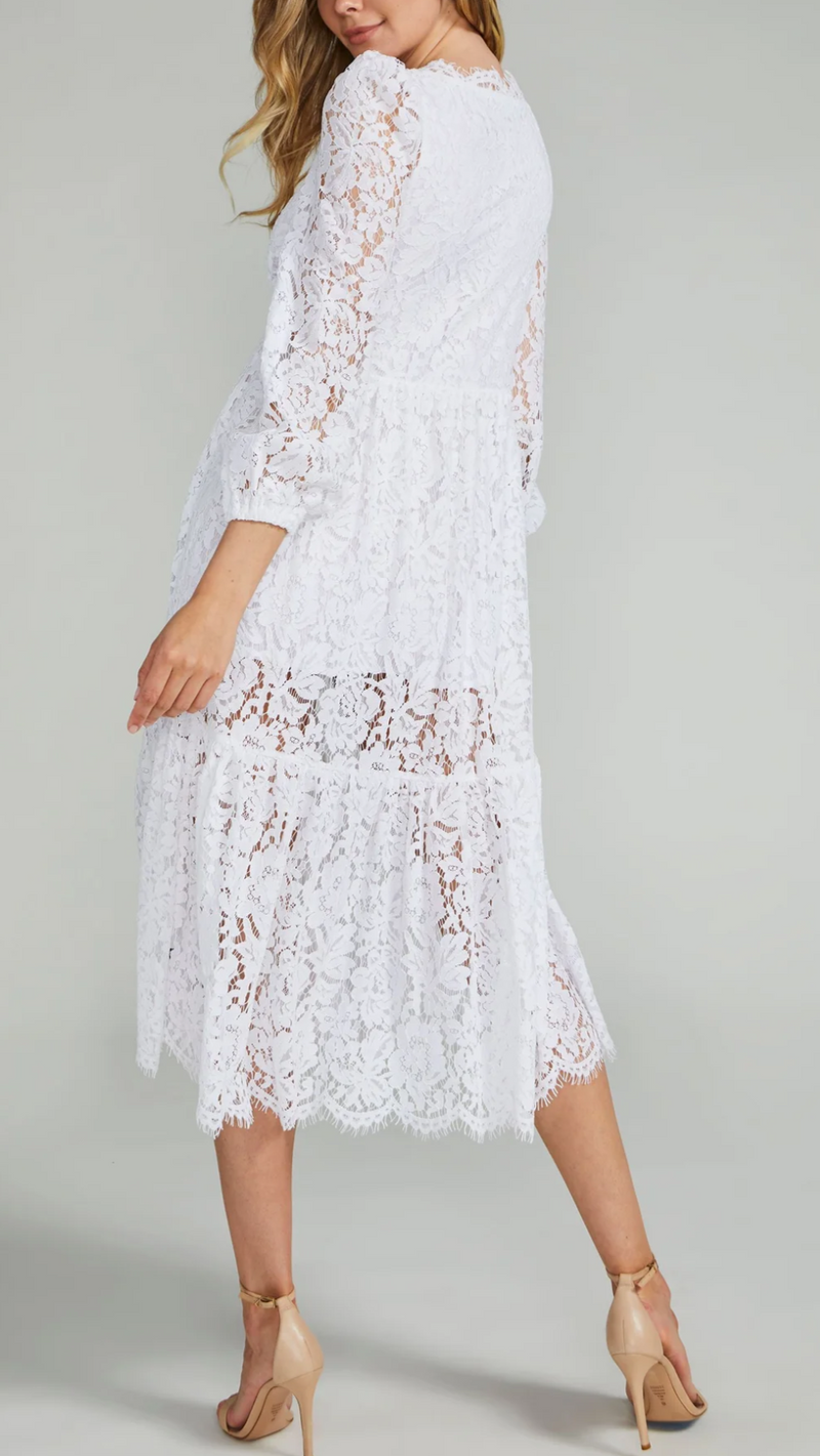 Generation Love Mariella Lace Midi Dress in White