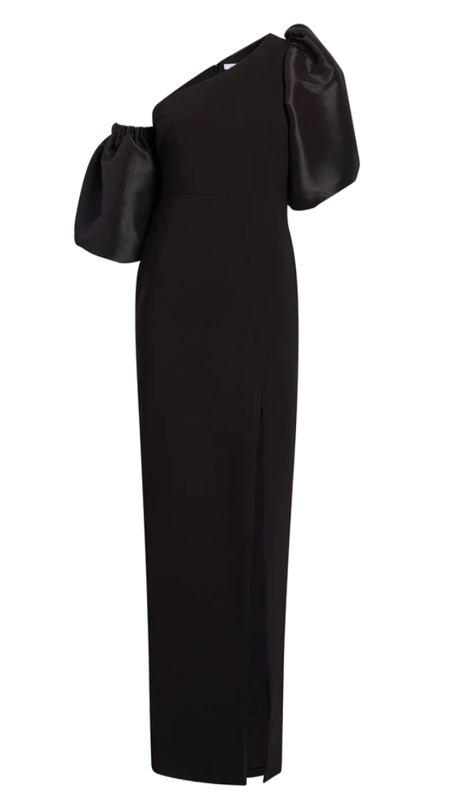 Likely Natasha One Shoulder Puff Sleeve Gown in Black Suite 201 Likely Natasha One Shoulder Puff Sleeve Gown in Black Suite 201