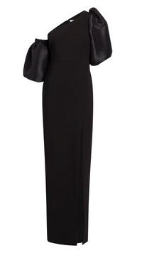 Likely Natasha One Shoulder Puff Sleeve Gown in Black