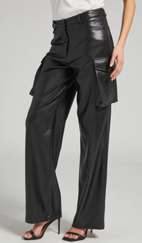 Generation Love Nate High Waisted Faux Leather Cargo in Black