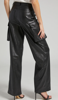 Generation Love Nate High Waisted Faux Leather Cargo in Black