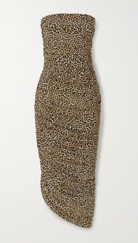 Norma Kamali Diana Strapless Gown in BB Leopard