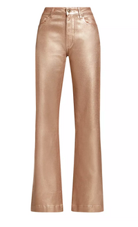 Paige Denim Leenah High Waisted Wide Leg in Pink Champagne Luxe Coating
