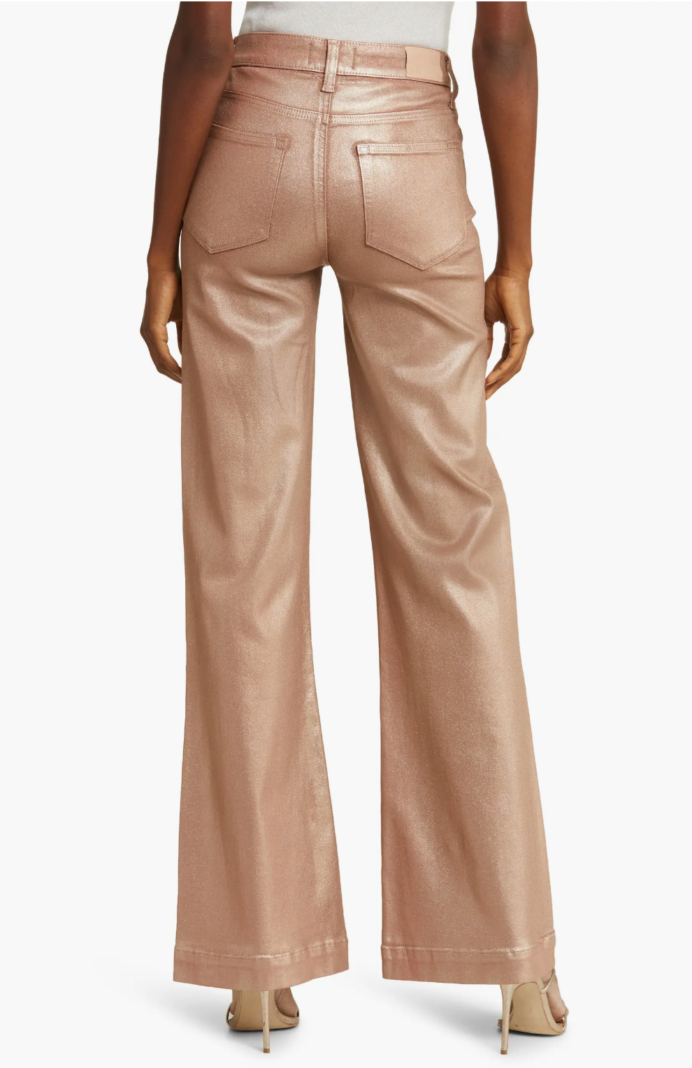 Paige Denim Leenah High Waisted Wide Leg in Pink Champagne Luxe Coating