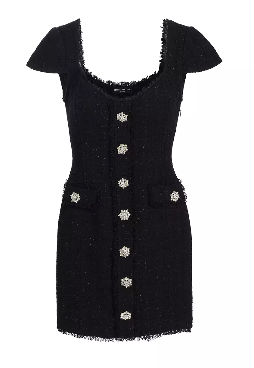 Generation Love Mikayla Tweed Mini Dress in Black