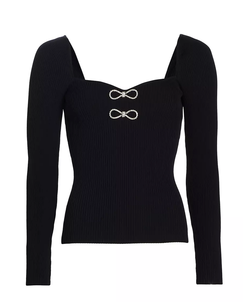 Generation Love Brittani Crystal Bow Top in Black