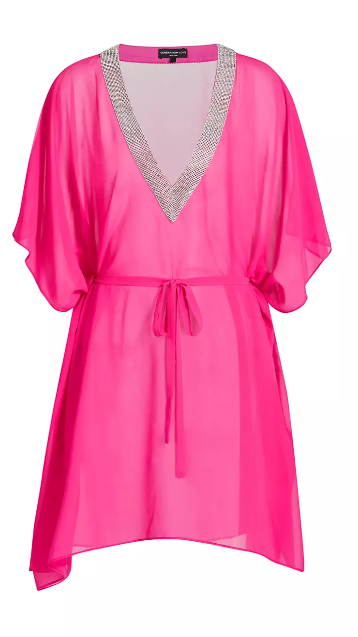 Generation Love Bria Crystal Cover Up in Hot Pink