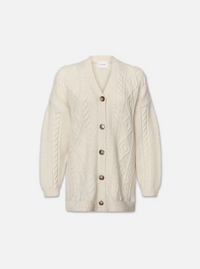 Frame Denim Oversized Cable Knit Cardigan in Cream
