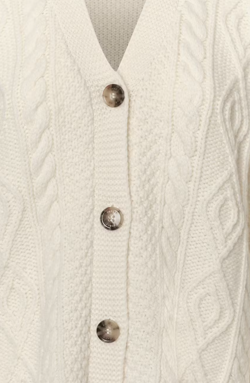 Frame Denim Oversized Cable Knit Cardigan in Cream