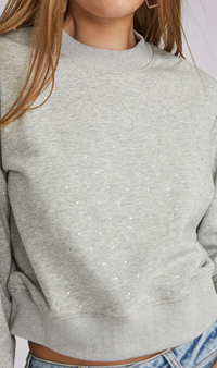 Generation Love Julie Crystal Crew Neck Sweatshirt in Heather Grey