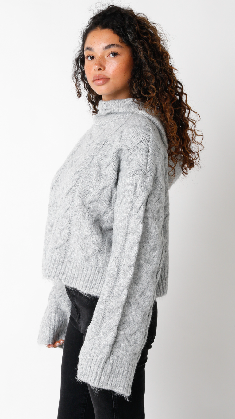 Olivaceous Kay Hoodie Sweater in Heather Grey