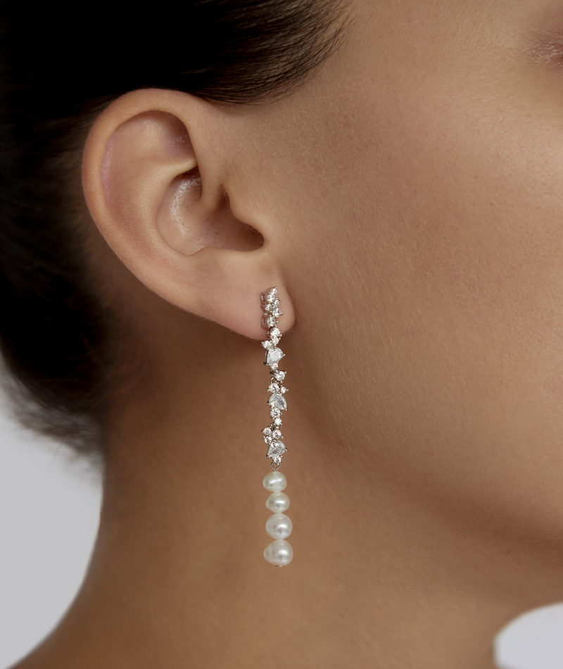 Shashi Jewelry Kallista Pearl Drop Earring in Silver