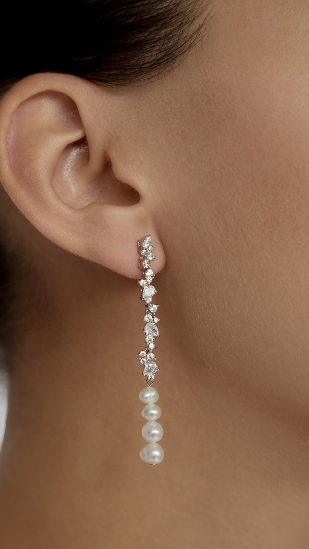 Shashi Jewelry Kallista Pearl Drop Earring in Silver