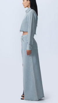 SLVRLAKE Denim Low Rise Maxi Skirt in Dove
