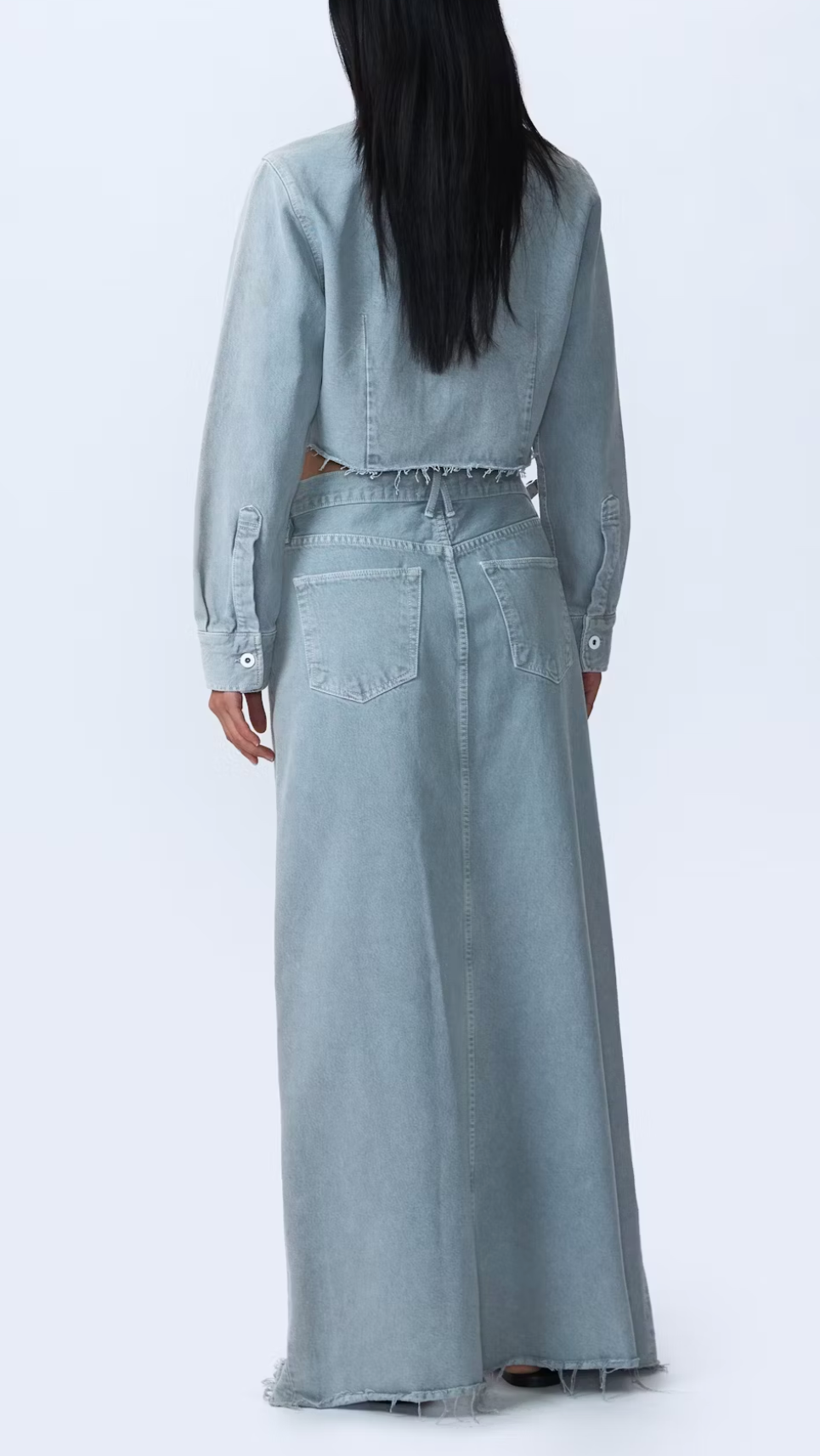 SLVRLAKE Denim Low Rise Maxi Skirt in Dove