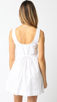 Olivaceous Addison Poplin Lace Mini Dress in White