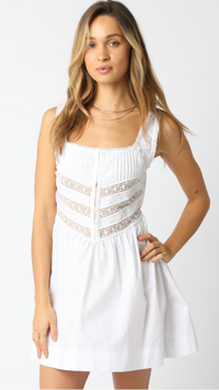 Olivaceous Addison Poplin Lace Mini Dress in White