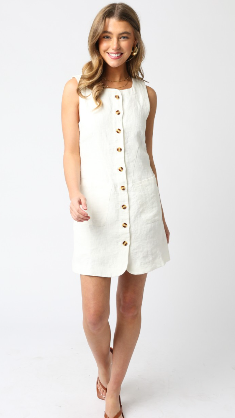 Olivaceous Violette Linen Mini Dress