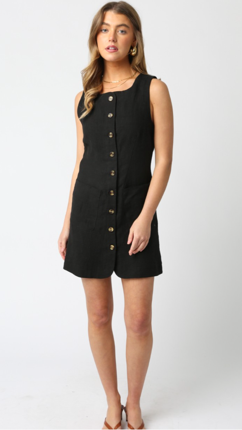 Olivaceous Violette Linen Mini Dress