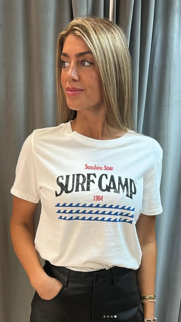 Sunny Somewhere Surf Camp Tee in White