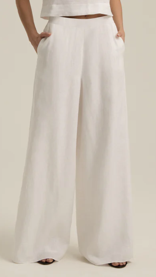 Favorite Daughter Wide Leg Linen Pant in White