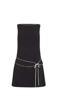 Amanda Uprichard Scotlyn Belted Mini Dress in Black/Ivory