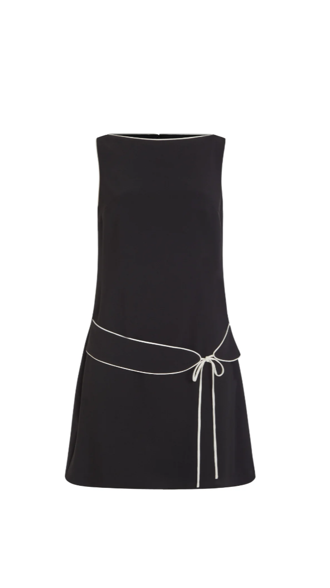 Amanda Uprichard Scotlyn Belted Mini Dress in Black/Ivory