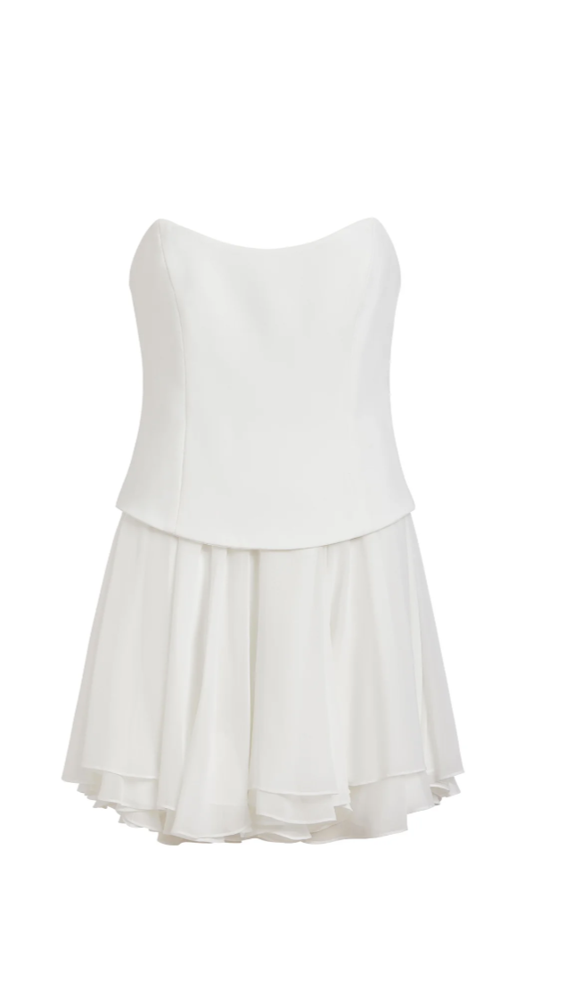 Amanda Uprichard Airess Strapless Mini Dress in Ivory