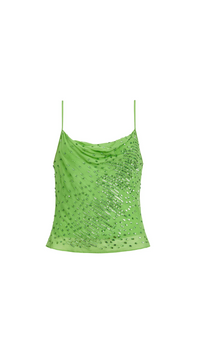 Amanda Uprichard Noella Sequin Chiffon Top in Green