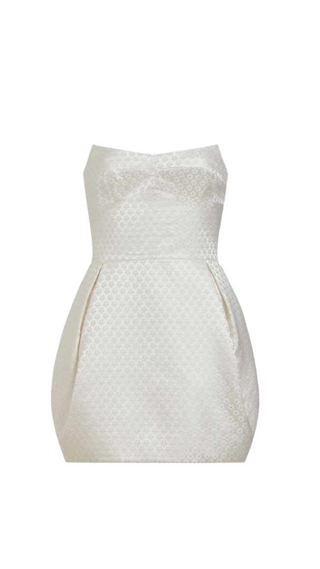 Amanda Uprichard Bowery Strapless Embroidered Mini Dress in White – Suite  201