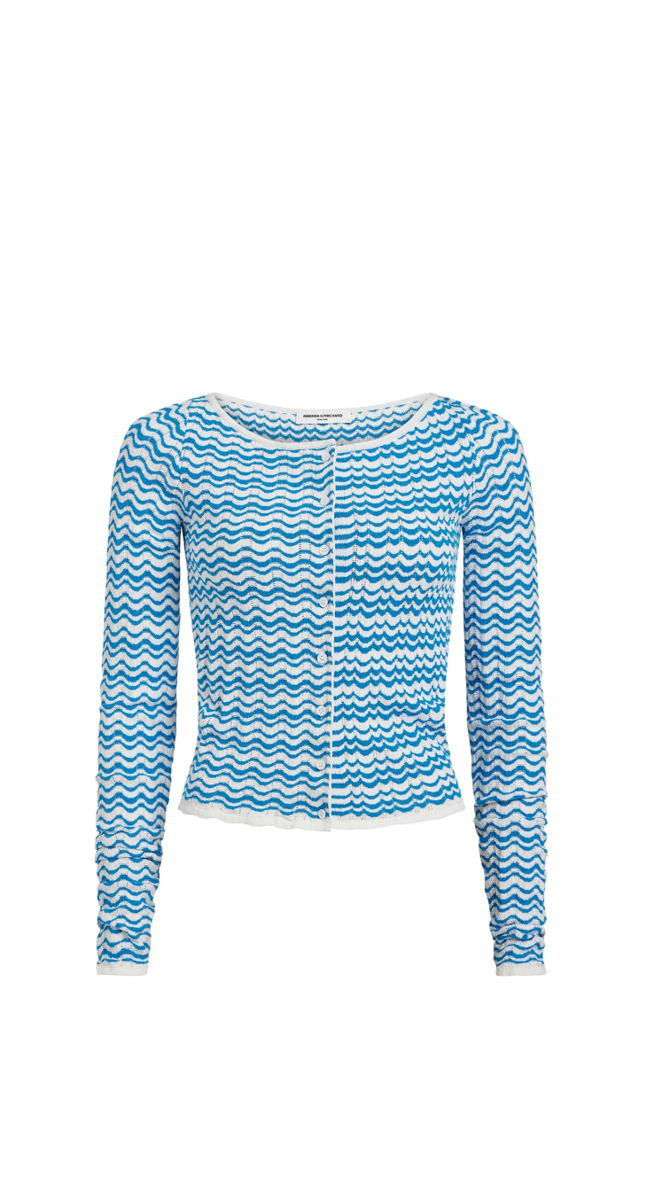 Amanda Uprichard Breezy Cardigan in Blue/White