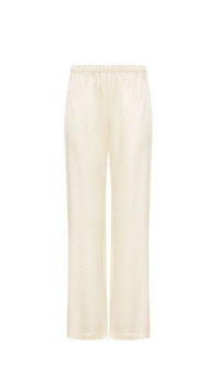 Amanda Uprichard Mariko Textured Satin Pant in Ivory