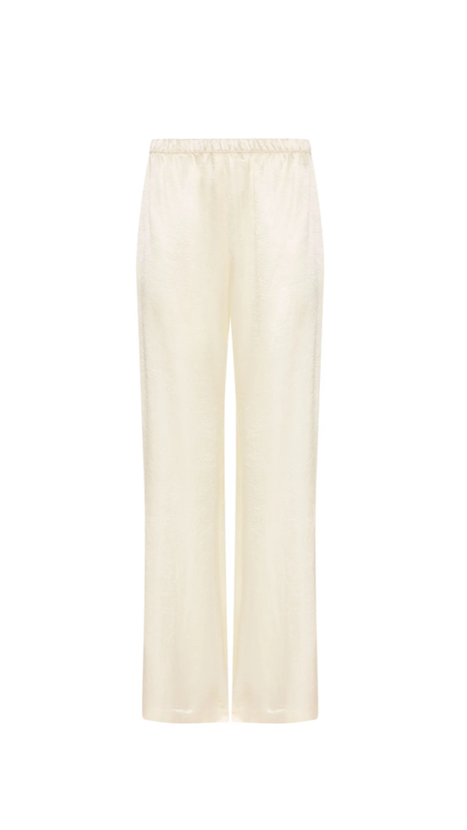 Amanda Uprichard Mariko Textured Satin Pant in Ivory