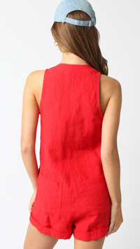 Olivaceous Scarlett Linen Romper