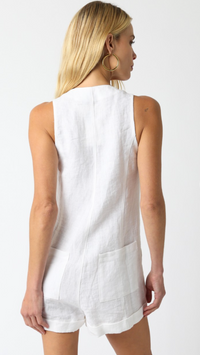 Olivaceous Scarlett Linen Romper