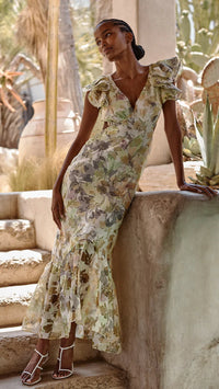 Misa Septima Open Back Maxi Dress in Lucent Blooms