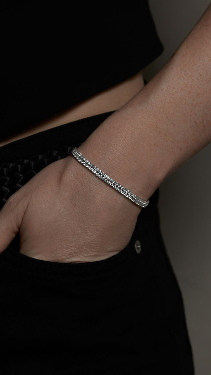 Shashi Jewelry Double Row Tennis Bracelet in White Gold