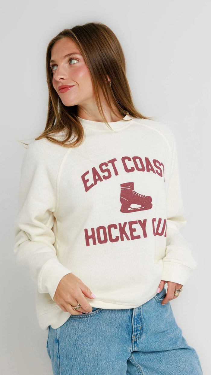 Sunny Somewhere East Coast Hockey Club Sweatshirt Ivory/Red