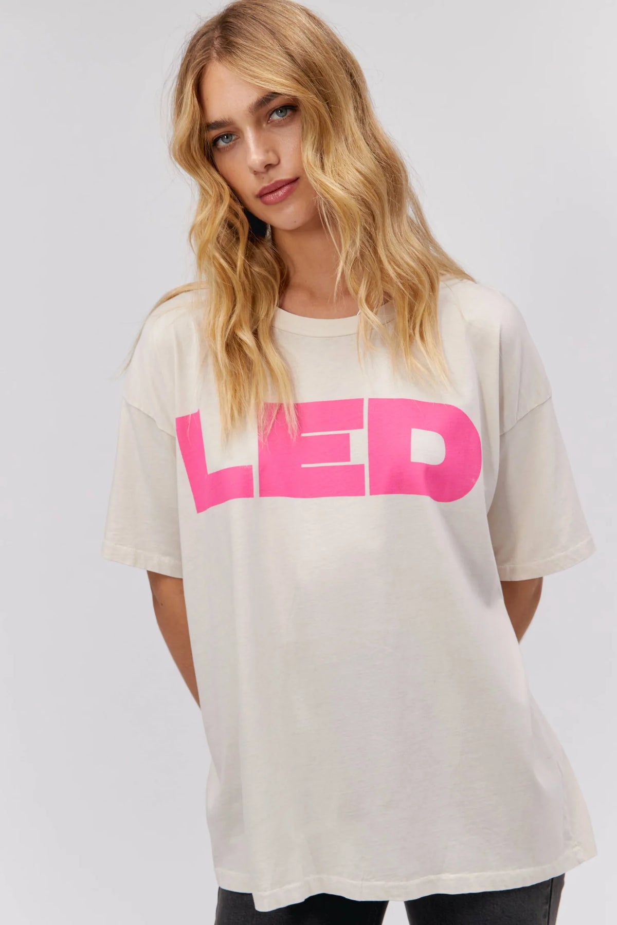 DAYDREAMER Led Zep Mech Tee in Cream/Hot Pink