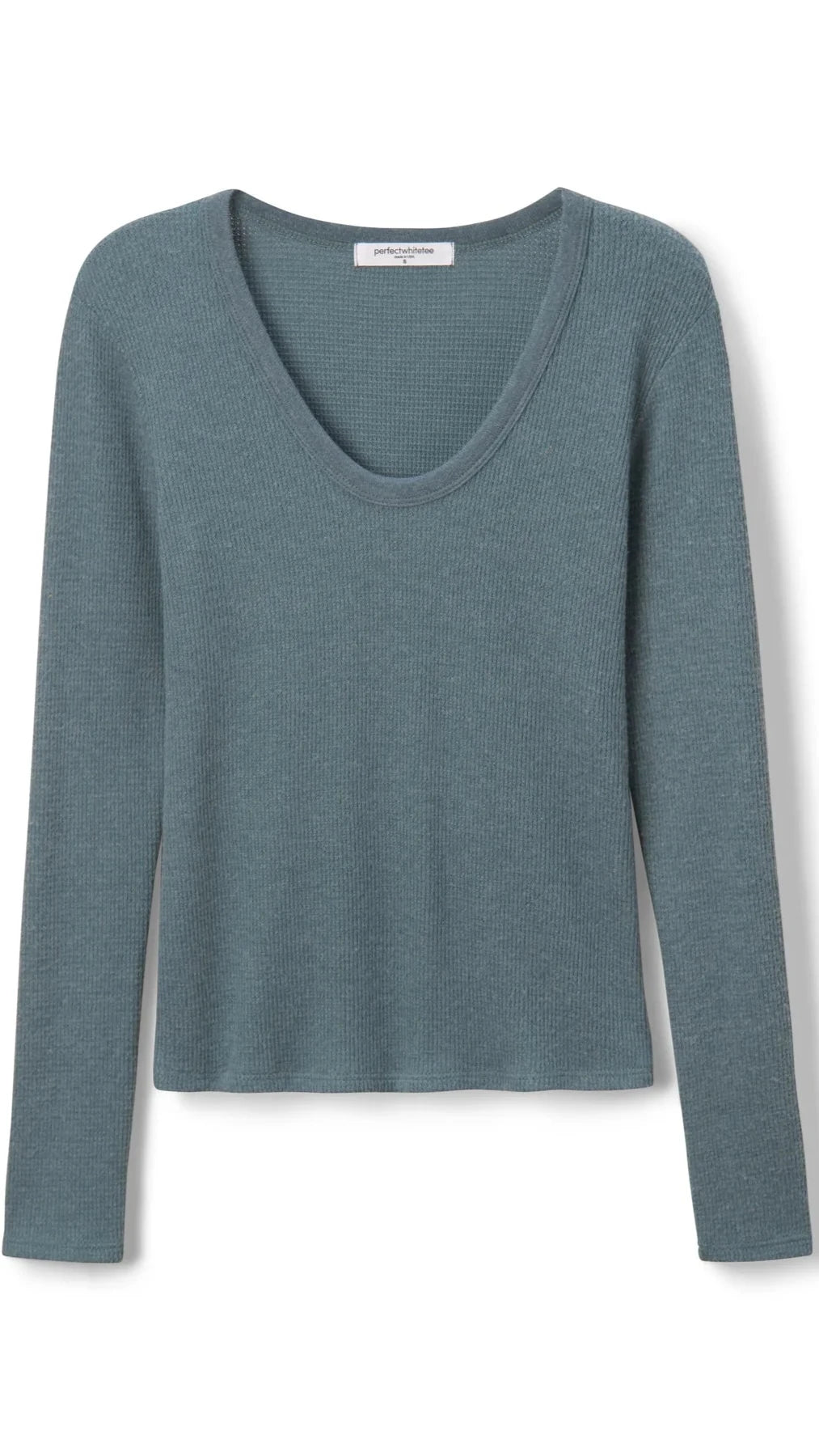 Perfect White Tee Esme Waffle Long Sleeve in Slate