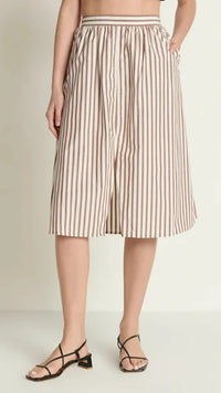 Nation LTD Tatiana Poplin Midi Skirt in Sable Stripe