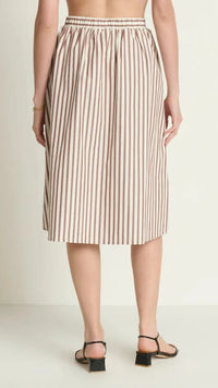 Nation LTD Tatiana Poplin Midi Skirt in Sable Stripe