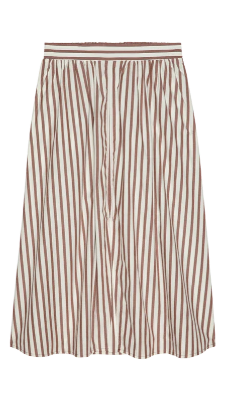 Nation LTD Tatiana Poplin Midi Skirt in Sable Stripe