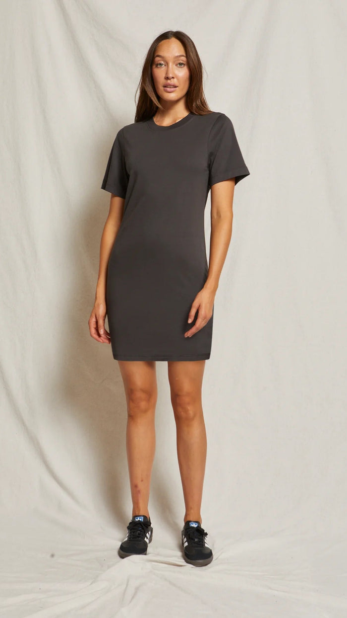 Perfect White Tee Tiegan Short Sleeve Dress in Vintage Black