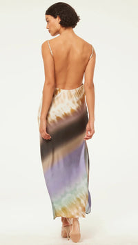 Misa Livia Satin Cowl Dress in Cerulean Ombre