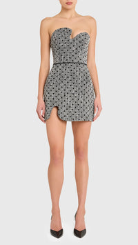 Amanda Uprichard Puzzle Strapless Mini Dress in Black/White