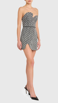 Amanda Uprichard Puzzle Strapless Mini Dress in Black/White